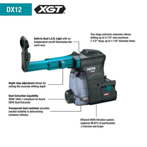 Makita DX12 Cordless Rotary Hammer HEPA Dust Extraction System - Mississauga Hardware Centre Inc