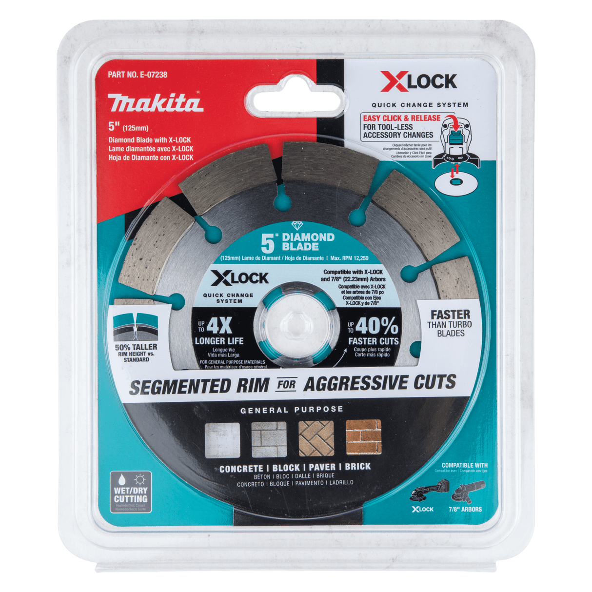 Makita E - 07238 X‑LOCK 5" Segmented Diamond Blade for Masonry Cutting - Mississauga Hardware Centre Inc
