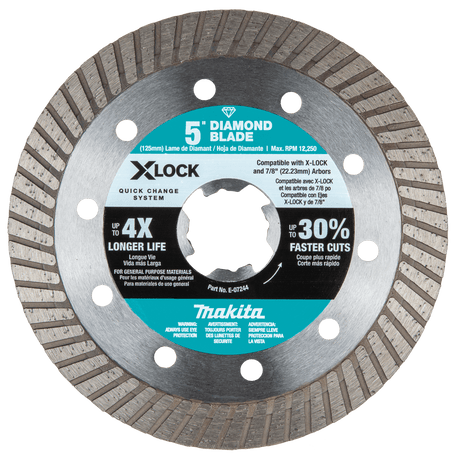 Makita E - 07244 X‑LOCK 5" Turbo Rim Diamond Blade for Masonry Cutting - Mississauga Hardware Centre Inc