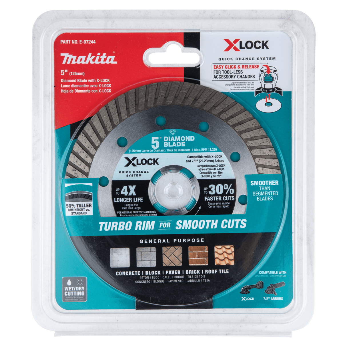 Makita E - 07244 X‑LOCK 5" Turbo Rim Diamond Blade for Masonry Cutting - Mississauga Hardware Centre Inc