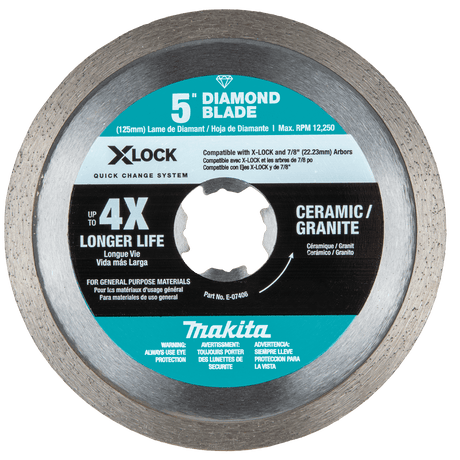 Makita E - 07406 X‑LOCK 5" Continuous Rim Diamond Blade for Ceramic and Granite Cutting - Mississauga Hardware Centre Inc