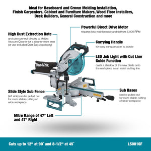 Makita LS0816F 8 - 1/2" Sliding Compound Mitre Saw w/LED Cut Line - Mississauga Hardware Centre Inc