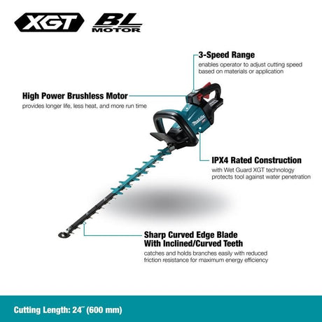 Makita UH004GZ 40Vmax XGT Brushless 24in Hedge Trimmer - Tool Only - Mississauga Hardware Centre Inc