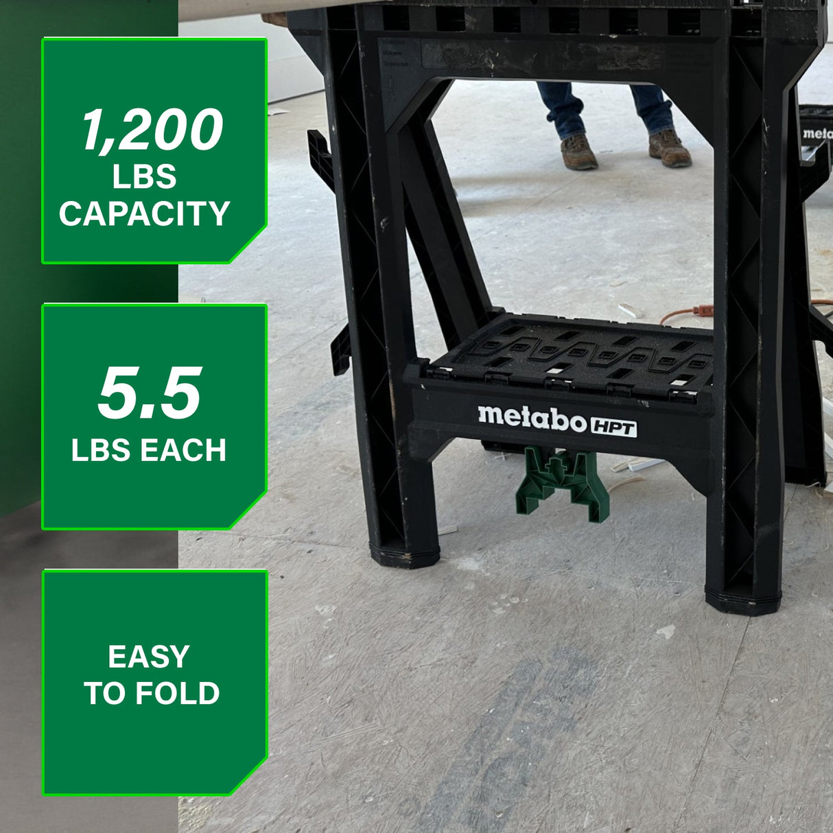 metabo HPT 115772M Heavy Duty Folding Sawhorses - 2 Pack - Mississauga Hardware Centre Inc