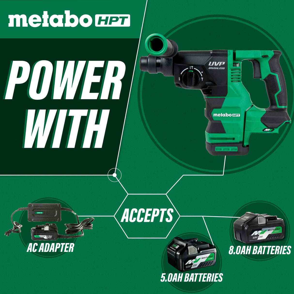 metabo HPT 36V MultiVolt™ 1 - 1/8" SDS Plus Rotary Hammer w/ UVP (Tool Body Only) - Mississauga Hardware Centre Inc