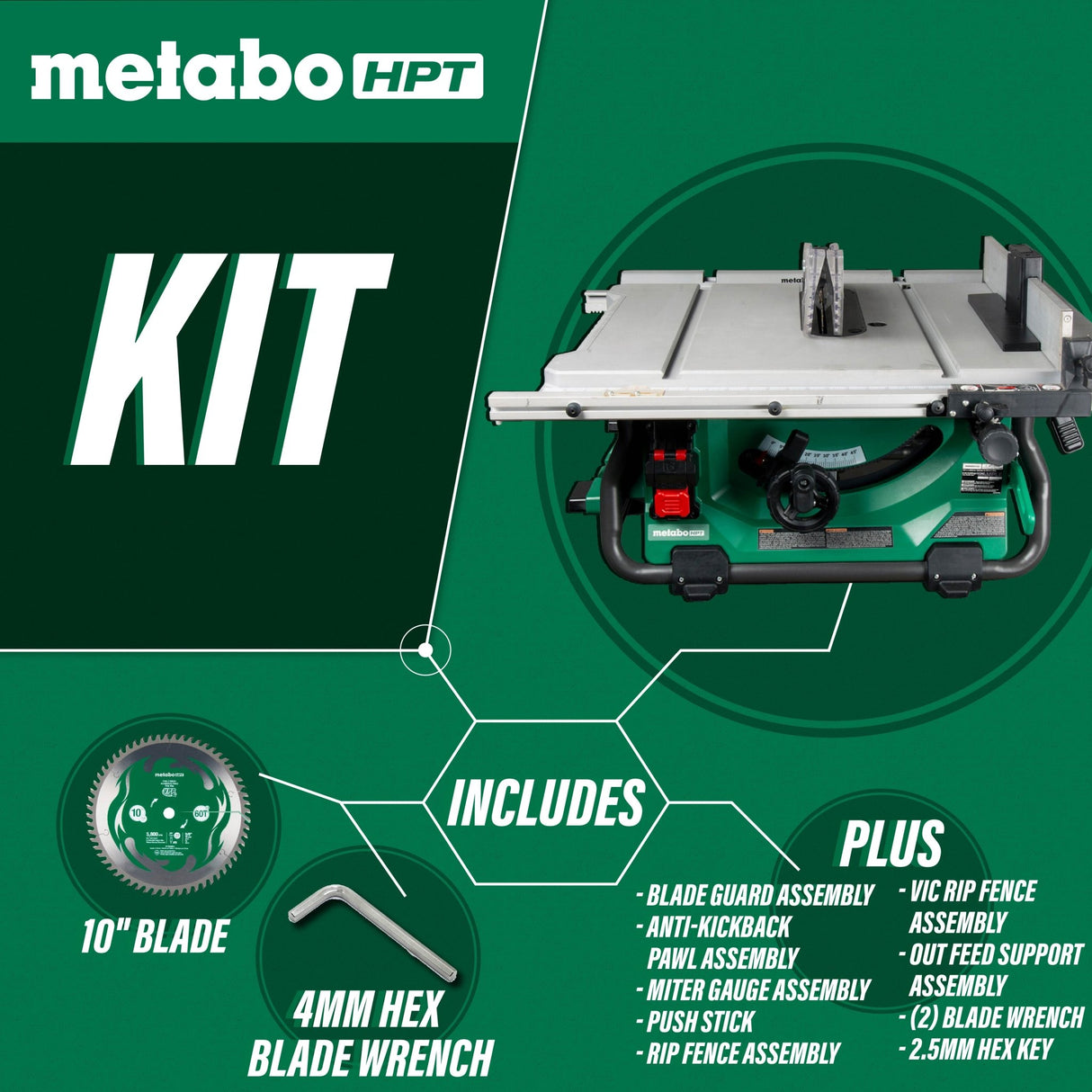 metabo HPT C3610DRJQ4M 36V MultiVolt™ 10 Inch Table Saw (Tool Body Only) - Mississauga Hardware Centre Inc