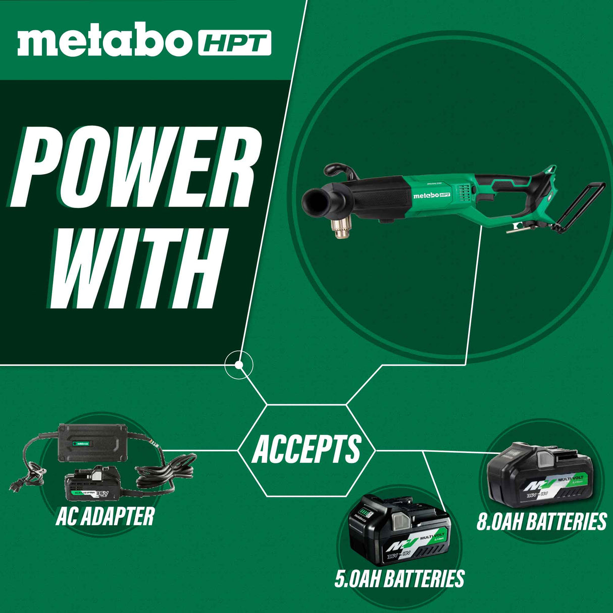 metabo HPT D36DYAQ4M 36V MultiVolt™ Cordless 1/2" High Power Right Angle Drill (Tool Body Only) - Mississauga Hardware Centre Inc
