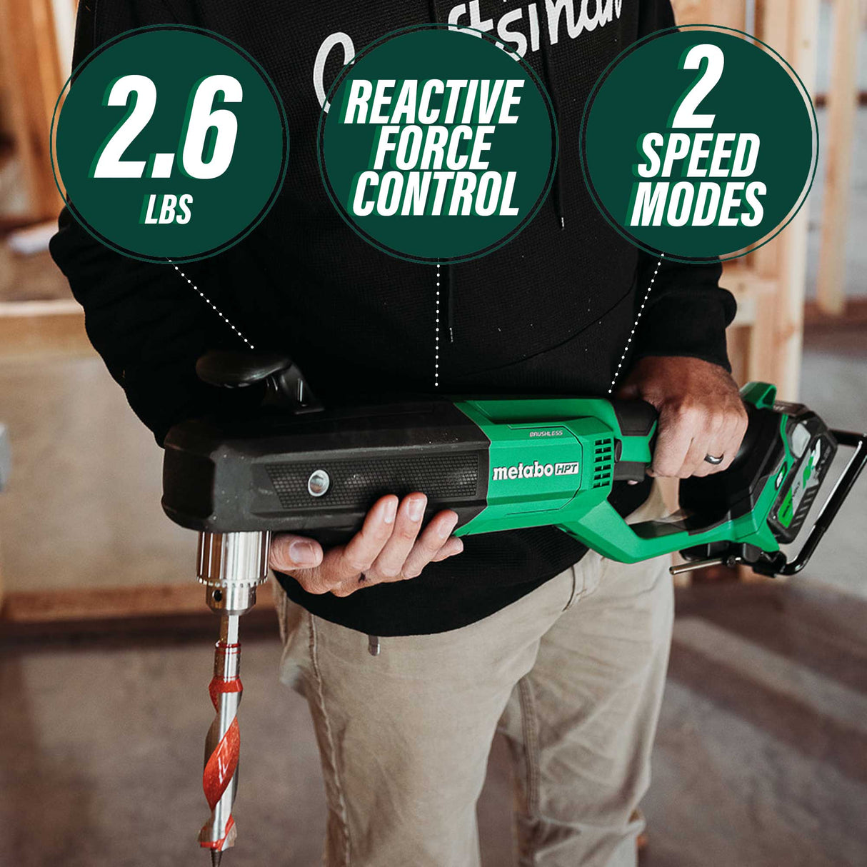 metabo HPT D36DYAQ4M 36V MultiVolt™ Cordless 1/2" High Power Right Angle Drill (Tool Body Only) - Mississauga Hardware Centre Inc