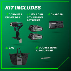 metabo HPT DS18DEXM 18V MultiVolt™ 1/2" Cordless Brushless Driver Drill Kit - Mississauga Hardware Centre Inc