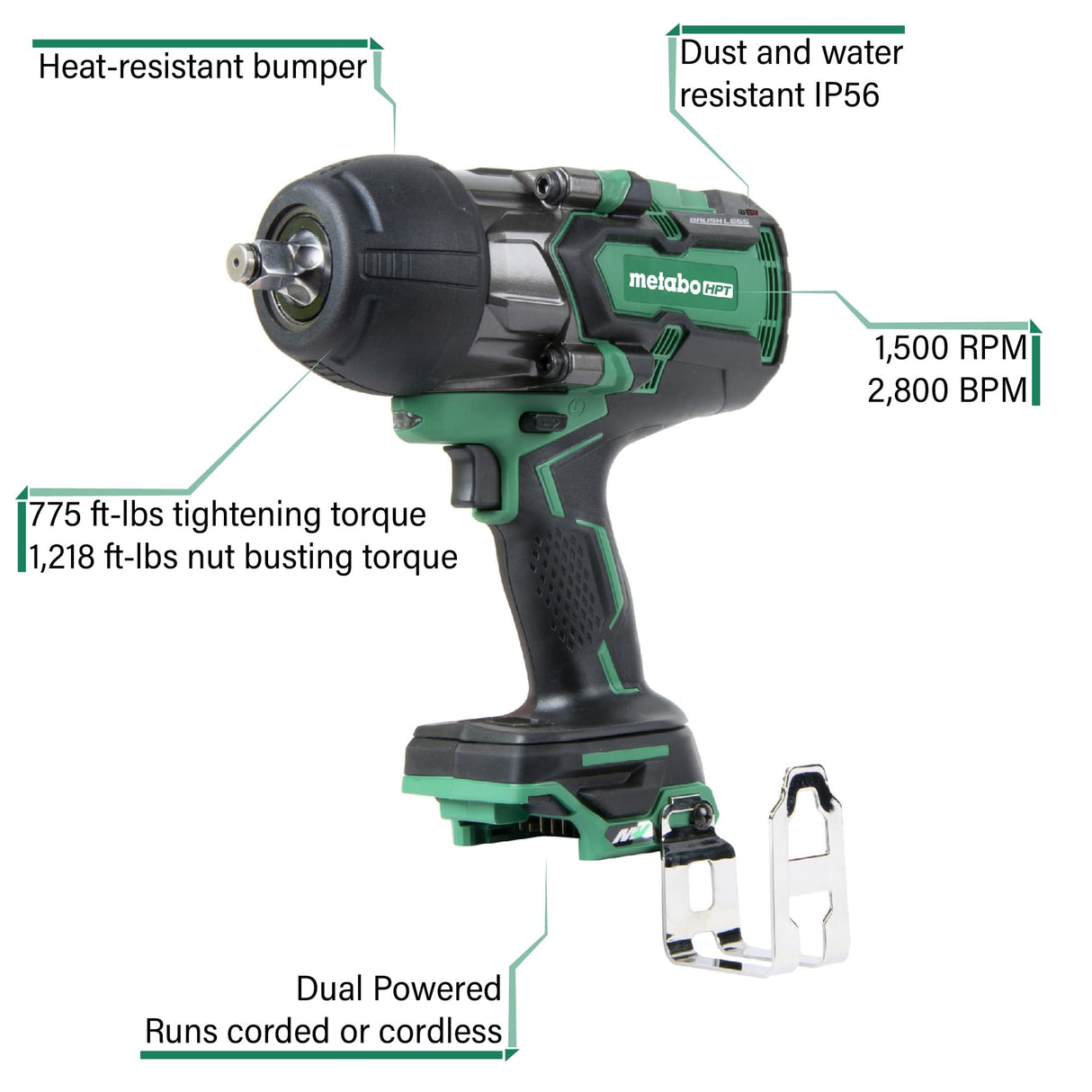 metabo HPT WR36DBQ4M 36V 1/2 Inch Impact Wrench (Tool Body Only) - Mississauga Hardware Centre Inc