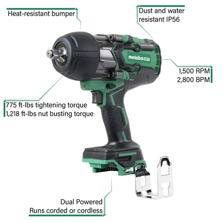 metabo HPT WR36DBQ4M 36V 1/2 Inch Impact Wrench (Tool Body Only) - Mississauga Hardware Centre Inc