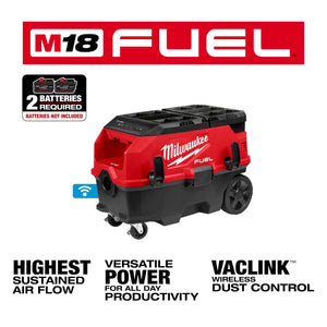 Milwaukee 0888 - 20 M18 FUEL™ 9 Gallon Dual Battery Dust Extractor with VACLINK™ - Mississauga Hardware Centre Inc