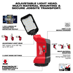 Milwaukee 2350 - 20 M12™ ROVER™ Multi - Directional Flood Light w/ PACKOUT™ Compatibility - Mississauga Hardware Centre Inc