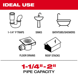 Milwaukee 2519 - 21 M12 FUEL™ High Speed Chain Snake for 1 - 1/4” - 2” Pipes - Mississauga Hardware Centre Inc
