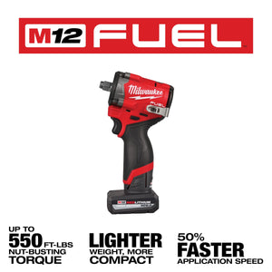 Milwaukee 2563 - 22 M12 FUEL™ Stubby 1/2" Impact Wrench Kit - Mississauga Hardware Centre Inc