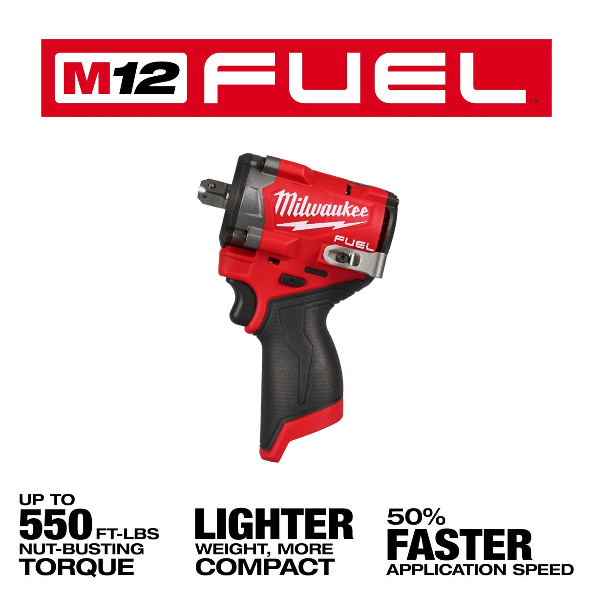 Milwaukee 2563P - 20 M12 FUEL™ Stubby 1/2" Impact Wrench w/ Pin Detent - Mississauga Hardware Centre Inc