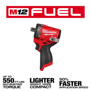 Milwaukee 2563P - 20 M12 FUEL™ Stubby 1/2" Impact Wrench w/ Pin Detent - Mississauga Hardware Centre Inc