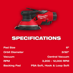 Milwaukee 2584 - 22CX M12™ FUEL™ 6" Random Orbital Sander Kit (3/32") - Mississauga Hardware Centre Inc