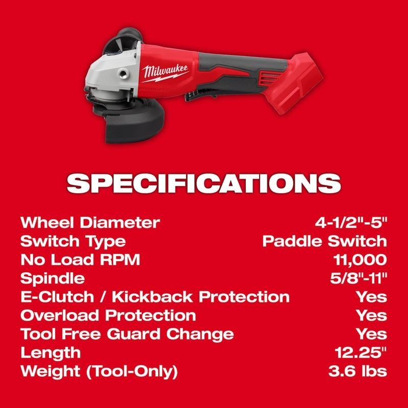 Milwaukee 2686 - 20 M18 Brushless 4 - 1/2in / 5in Cut - Off Grinder, Paddle Switch - Mississauga Hardware Centre Inc