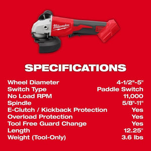Milwaukee 2686 - 20 M18 Brushless 4 - 1/2in / 5in Cut - Off Grinder, Paddle Switch - Mississauga Hardware Centre Inc