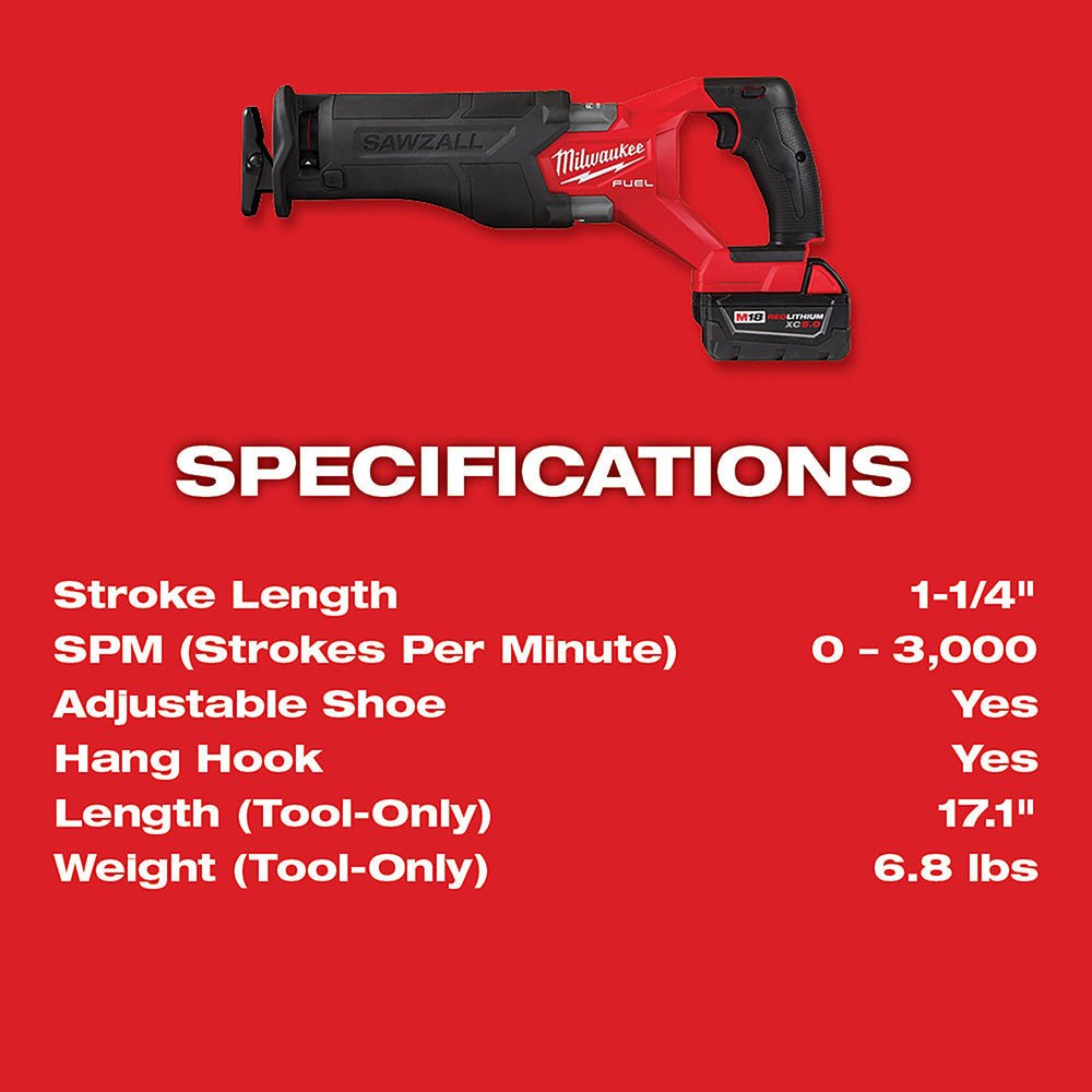 Milwaukee 2821 - 21F M18 FUEL Sawzall Kit With FORGE XC6.0 Battery Pack - Mississauga Hardware Centre Inc