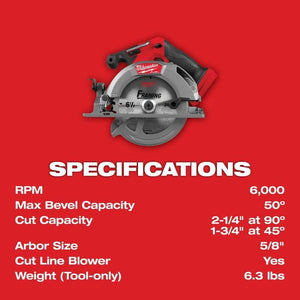 Milwaukee 2833 - 20 M18 FUEL 6 - 1/2in Circular Saw (Tool Only) - Mississauga Hardware Centre Inc
