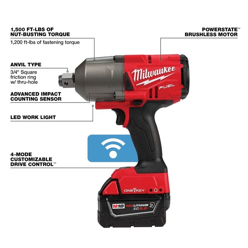 Milwaukee 2864 - 22R M18 FUEL w/ ONE - KEY High Torque Impact Wrench 3/4in Friction Ring Kit - Mississauga Hardware Centre Inc
