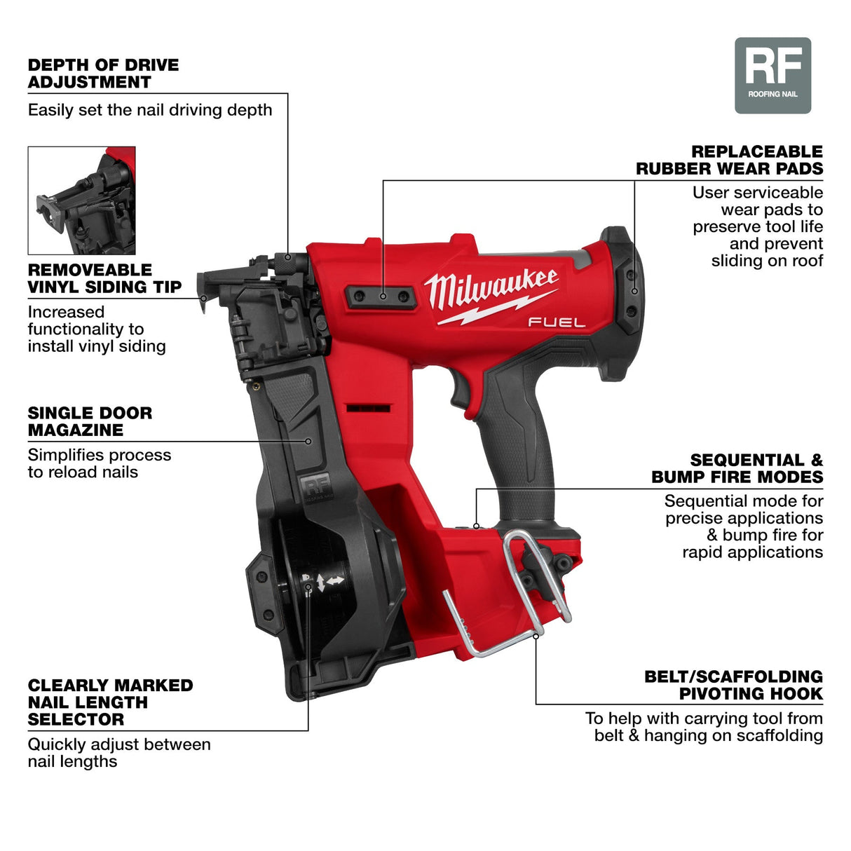 Milwaukee 2909 - 20 M18 FUEL™ Coil Roofing Nailer (Tool Only) - Mississauga Hardware Centre Inc