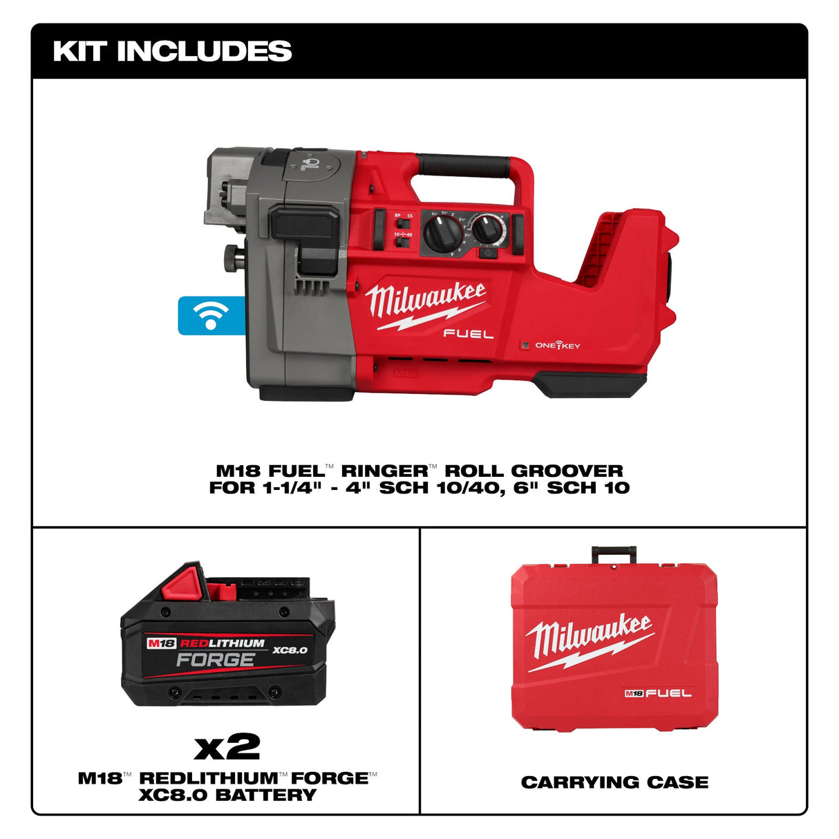 Milwaukee 2927 - 22 M18 FUEL™ RINGER™ Roll Groover for 1 - 1/4” - 4” Sch 10/40, 6” Sch 10 - Mississauga Hardware Centre Inc