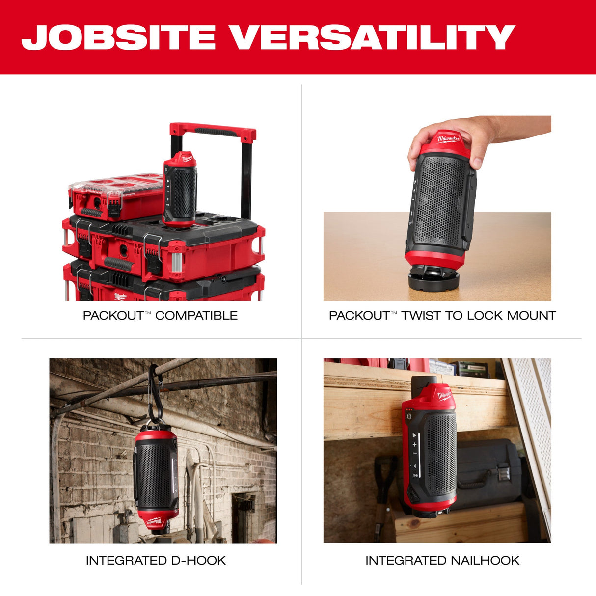 Milwaukee 2955 - 20 M12™ Bluetooth® Jobsite Speaker w/ PACKOUT™ Compatibility - Mississauga Hardware Centre Inc