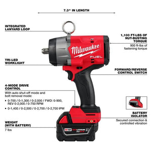 Milwaukee 2966 - 22 M18 FUEL 1/2in High Torque Impact Wrench w/ Pin Detent Kit - Mississauga Hardware Centre Inc