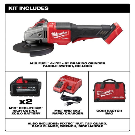 Milwaukee 2980 - 22 4 - 1/2in - 6in Braking Grinder Kit, Paddle Switch No - Lock - Mississauga Hardware Centre Inc