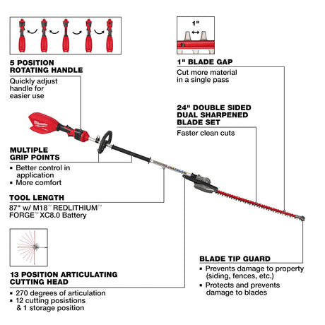 Milwaukee 3012 - 20 M18 FUEL™ Pole Articulating Hedge Trimmer - Mississauga Hardware Centre Inc