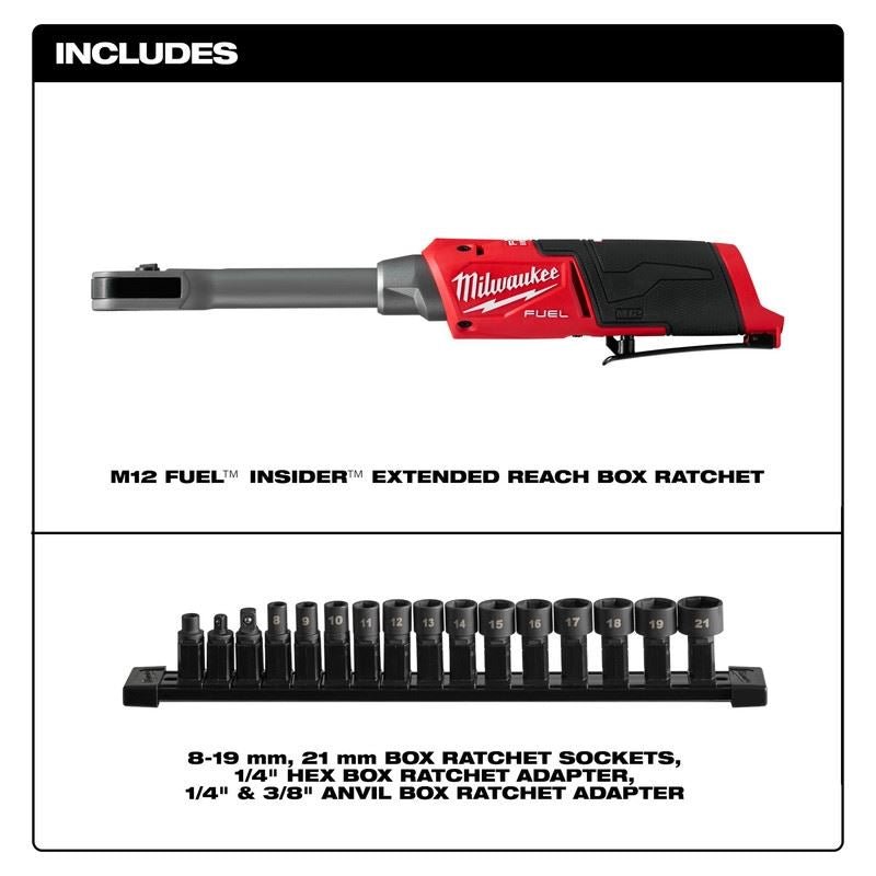 Milwaukee 3050 - 20 M12 FUEL INSIDER Extended Reach Box Ratchet - Mississauga Hardware Centre Inc