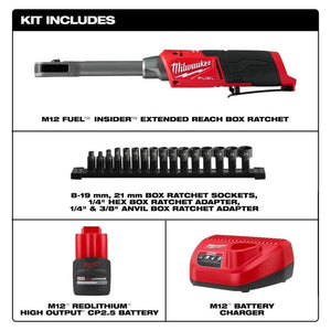 Milwaukee 3050 - 21 M12 FUEL INSIDER Extended Reach Box Ratchet - Mississauga Hardware Centre Inc