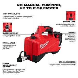 Milwaukee 3120 - 21 M18 Brushless Single Acting 60in3 10,000psi Hydraulic Pump - Mississauga Hardware Centre Inc