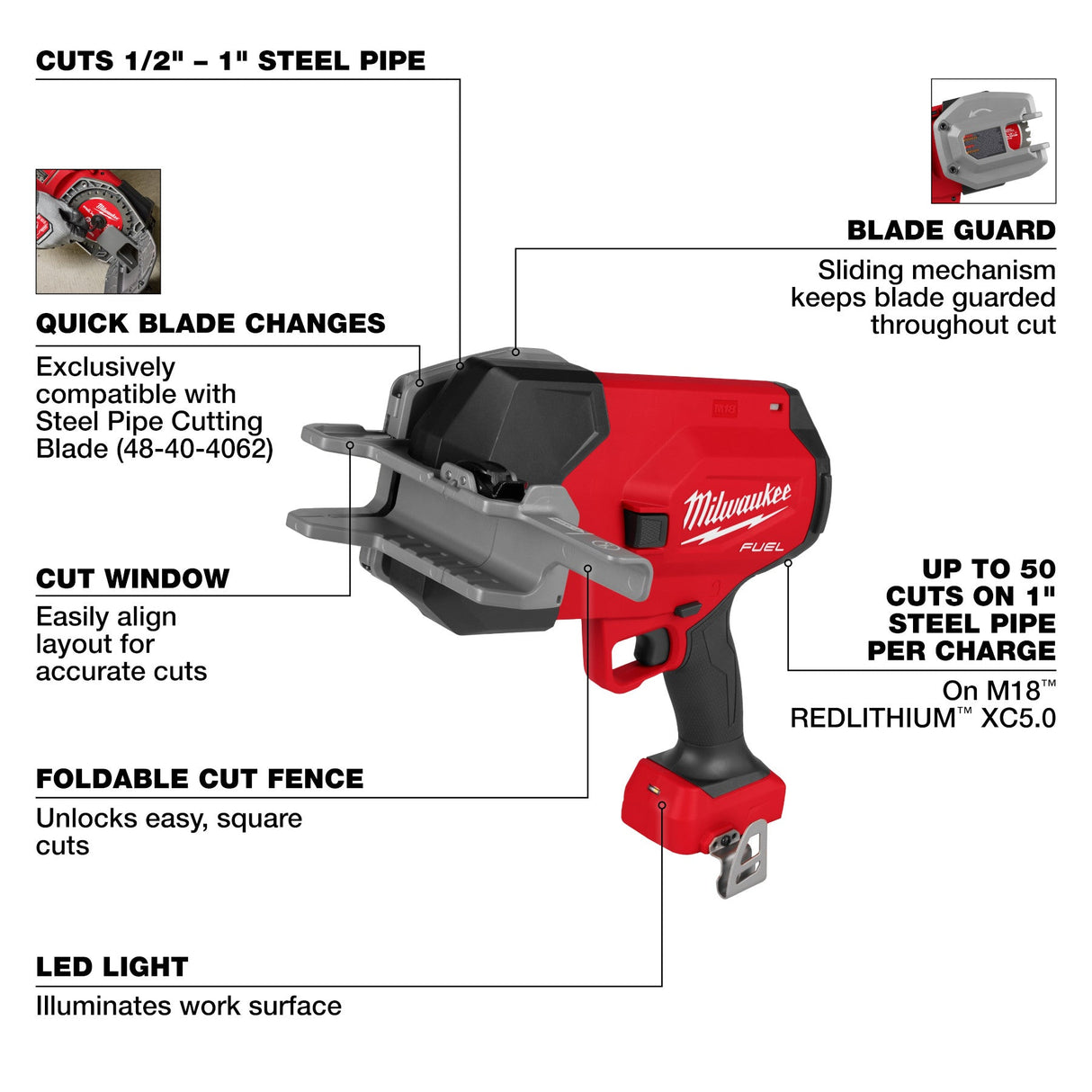 Milwaukee 3469 - 20 M18 FUEL™ ½” - 1” Steel Pipe Cutter - Mississauga Hardware Centre Inc