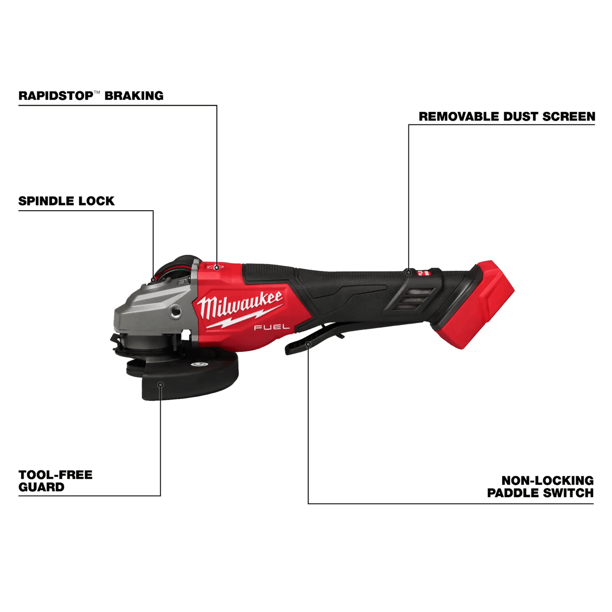 Milwaukee 3670 - 20 M18 FUEL™ 4 - 1/2" - 6" Braking Grinder, Paddle Switch - Tool Only - Mississauga Hardware Centre Inc