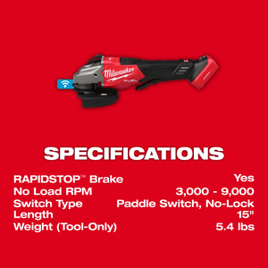 Milwaukee 3672 - 20 6" Variable Speed Braking Grinder, Paddle Switch w/ ONE - KEY™ - Mississauga Hardware Centre Inc