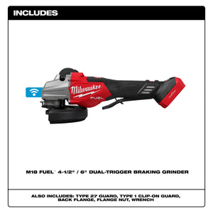 Milwaukee 3676 - 20 M18 FUEL™ 4 1/2" - 6" Dual Trigger Braking Grinder, Paddle Switch w/ ONE KEY™ - Mississauga Hardware Centre Inc