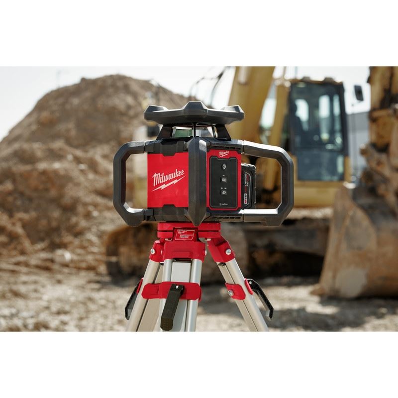 Milwaukee 3701 - 21T M18 Red Exterior Rotary Laser Level Kit w/ Receiver, Tripod, and Grade Rod - Mississauga Hardware Centre Inc