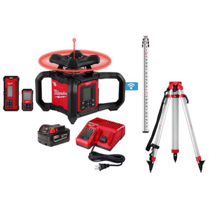 Milwaukee 3704 - 21T M18™ Red Exterior Dual Slope Rotary Laser Level Kit w/ Receiver, Remote, Grade Rod & Tripod - Mississauga Hardware Centre Inc