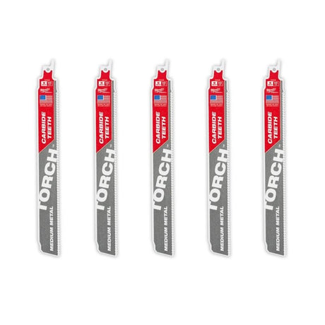 Milwaukee 48 - 00 - 5552 Sawzall Blades, CARBIDE Teeth For Medium Metal - 5 Pack - Mississauga Hardware Centre Inc