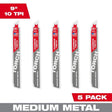 Milwaukee 48 - 00 - 5552 Sawzall Blades, CARBIDE Teeth For Medium Metal - 5 Pack - Mississauga Hardware Centre Inc