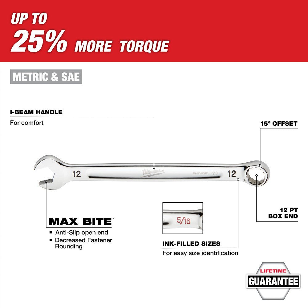 Milwaukee 48 - 22 - 0155 15pc. SAE Combination Wrench Set with Tray for PACKOUT™ Drawers - Mississauga Hardware Centre Inc