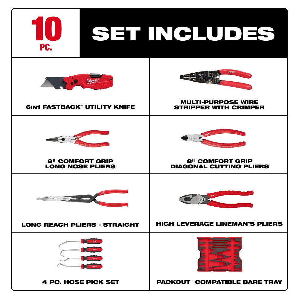 Milwaukee 48 - 22 - 0159 10pc. Pliers & Pick Set with Tray for PACKOUT™ Drawers - Mississauga Hardware Centre Inc