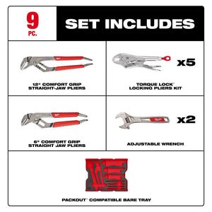 Milwaukee 48 - 22 - 0160 9pc. Pliers & Wrench Set with Tray for PACKOUT™ Drawers - Mississauga Hardware Centre Inc
