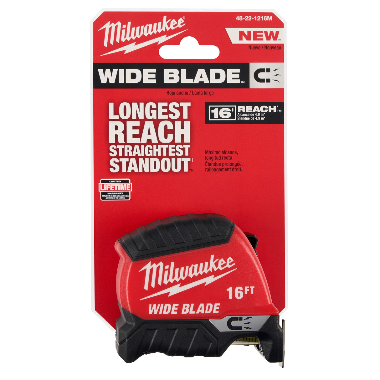 Milwaukee 48 - 22 - 1216M 16ft Wide Blade Magnetic Tape Measure - Mississauga Hardware Centre Inc
