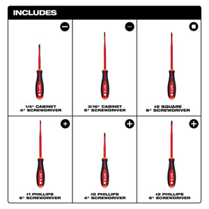 Milwaukee 48 - 22 - 2206 6pc 1000V Insulated Slim Tip Screwdriver Set - Mississauga Hardware Centre Inc