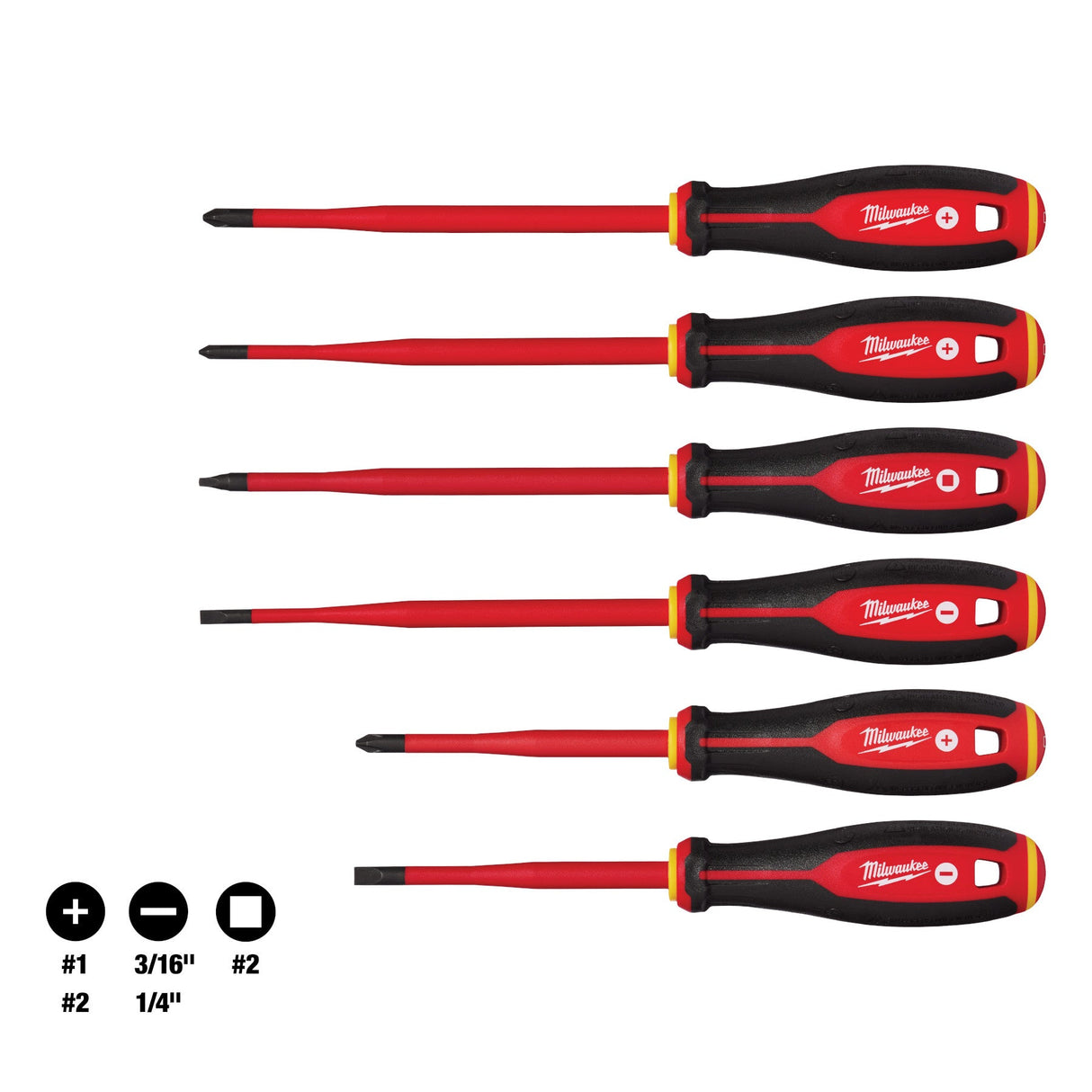Milwaukee 48 - 22 - 2206 6pc 1000V Insulated Slim Tip Screwdriver Set - Mississauga Hardware Centre Inc